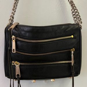 Rebecca Minkoff black mini Mac 5 Zip Crossbody Bag